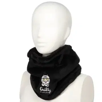 블랙 플리스 넥워머 고양이 자수 포함