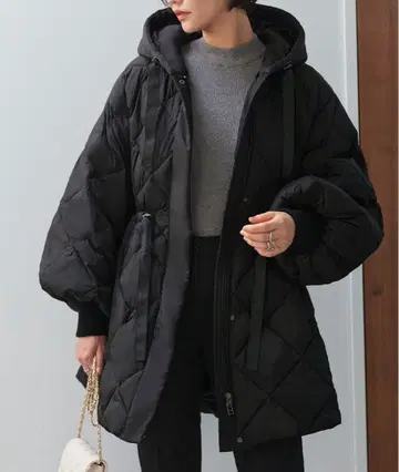 파이버 라이트 써모 볼륨 슬리브 퀼팅 코트 블랙