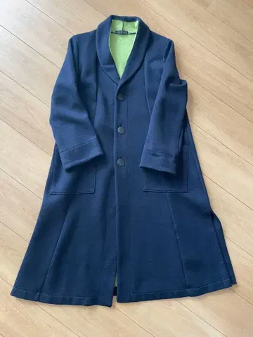 네이비 롱 코트 그린 안쪽