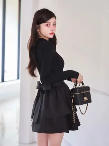 Darich 백리본 티어드 미니 원피스 FREE 사이즈