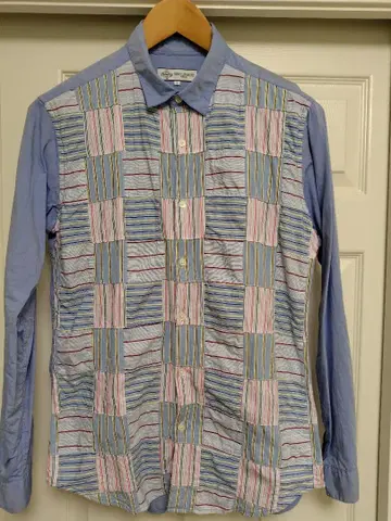 비밍 패치워크 디자인 긴팔 셔츠