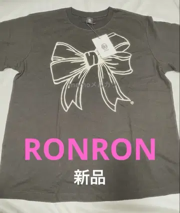 RONRON 리본 프린트 T셔츠 블랙