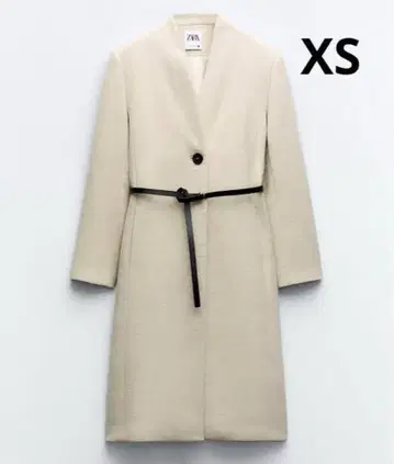 ZARA 울 베이지 노카라 롱 코트