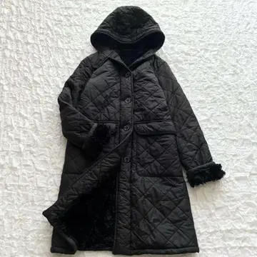 매킨토시 퀼팅 롱 보아 코트 34 영국제 후디드