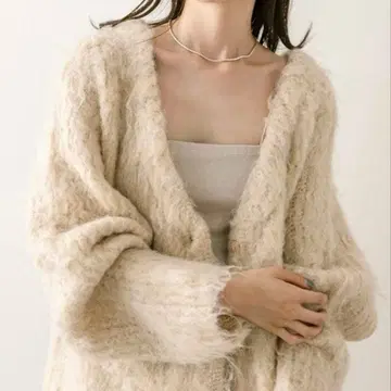 완판템: mystic 울 혼방 샤기 가디건 아이보리