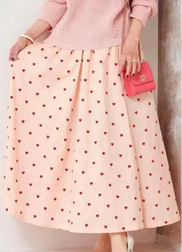 OBLI 하트 자수 코튼 스커트 핑크 사이즈 0