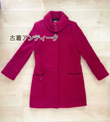 핑크 롱 코트 버튼 포함