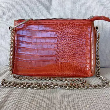 [ MURUA ] 오렌지 그레이 크로커다일풍 체인 숄더백