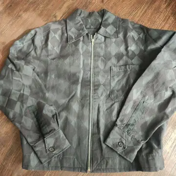 구제 의류 다크 그레이 다이아 패턴 드리즐러 자켓 로카빌리