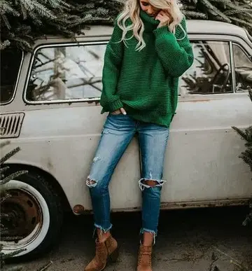 니트 스웨터 터틀넥 풀오버