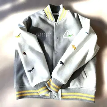 DANGEROUS ANIMALS 자수 바시티 자켓 그레이 깨끗한 상품