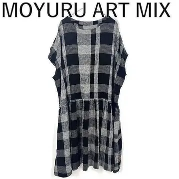 모유루 MOYURU ART MIX 모에 체크 원피스 루즈핏 블랙 화이트