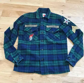 MARKA WEAR 존 레논 헤비 플란넬 유틸리티 셔츠 그린 긴팔