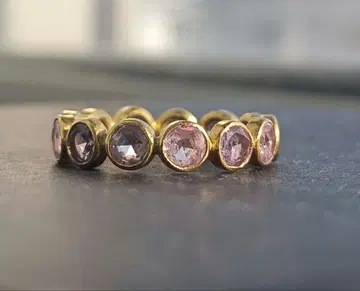 골드링 핑크 보라색 스톤