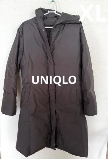 UNIQLO 유니클로 논 스티치 다운 자켓, 롱 코트 브라운 XL