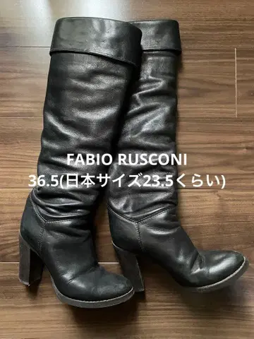 FABIO RUSCONI 블랙 가죽 니하이 부츠 36.5 23.5 상당