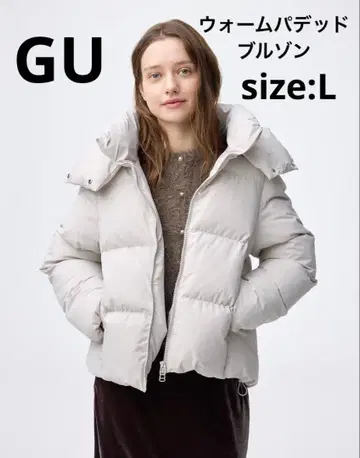 미사용 새상품 GU 웜 패디드 블루종 L 사이즈 내추럴 화이트