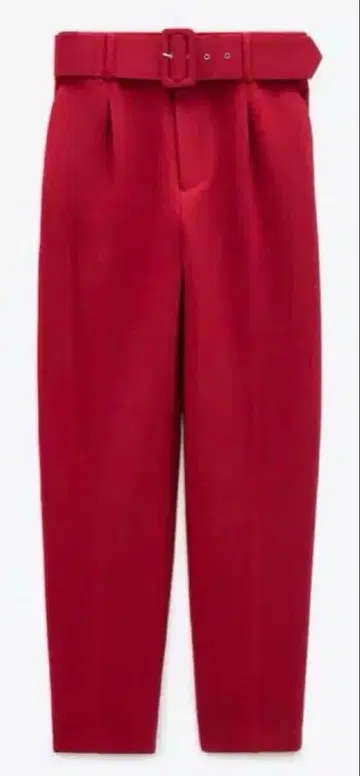 ZARA 자라 여성용 천 소재 벨트 포함 팬츠 빨간색