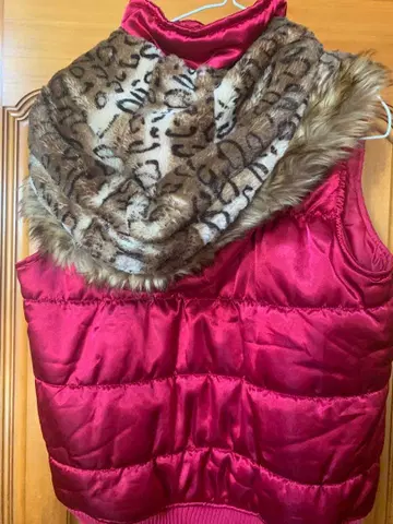 SKY BOMBER 빨간색 갸루 퍼 달린 다운 베스트