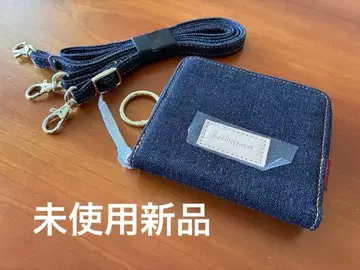 데님 지갑 2단 접이식 지갑 스트랩 포함