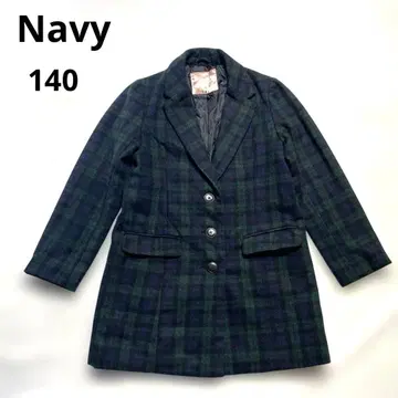 네이비 테일러드 자켓 140 네이비 그린 체크 무늬