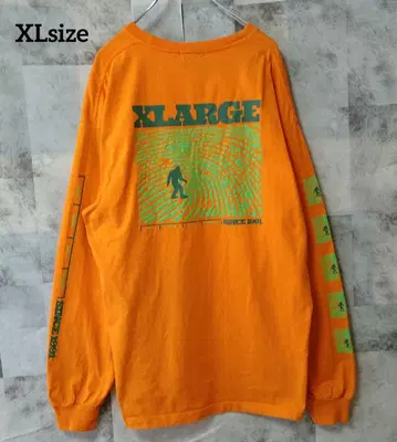 XLARGE XLsize 롱 슬리브 백 로고 소매 프린트 오렌지