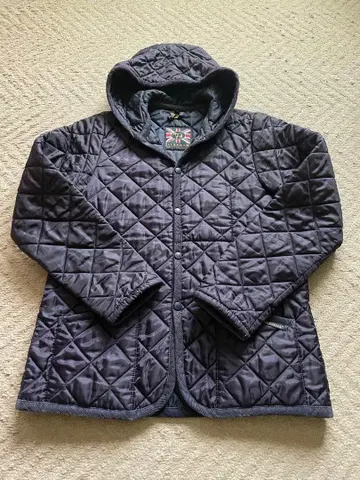 라벤햄 퀼팅 자켓 후드 부착 퍼플 40