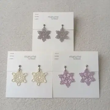 핸드메이드 타팅 레이스 귀찌 눈꽃 3종 세트