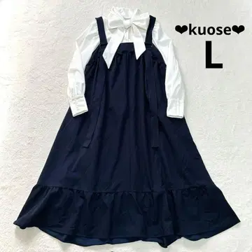 kuose 프릴 오버롤 스커트 드레스 블라우스 세트 L 사이즈