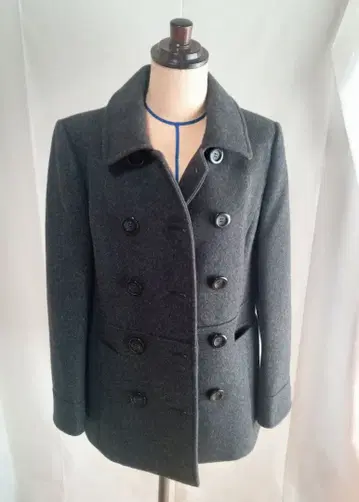 마리끌레르 포럼 울 혼방 다크 그레이 코트 피코트 11AR