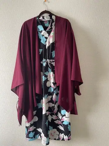 최종 가격 인하 와모츠야 카야 꽃무늬 7부 소매 원피스 겉옷 포함