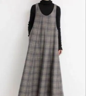 아틀리에 드 사봉 체크의 뒤 리본 스트랩 원피스