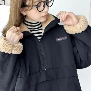 JAVA 리버서블 하프 지퍼 나일론 보아 오버 사이즈 블루종