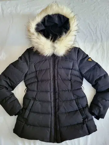 GUESS 후드 부착 다운 코트 블랙 여성용 S