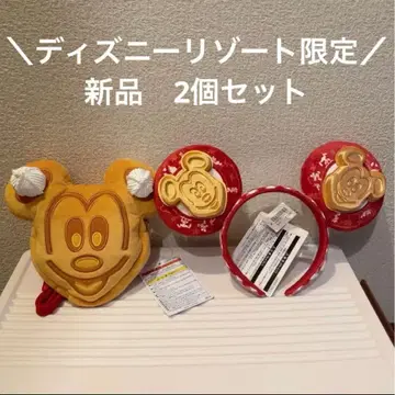 새상품 미키마우스 와플 머리띠 패스 케이스 숄더 세트