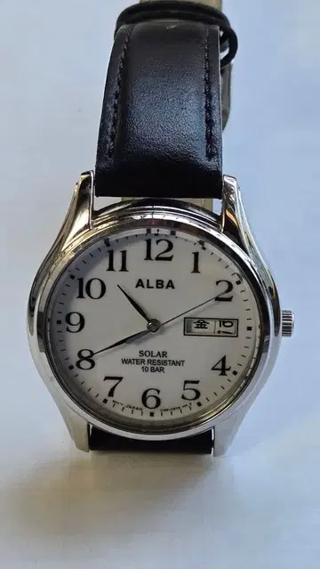 ALBA 솔라 시계 10기압 방수 블랙 가죽