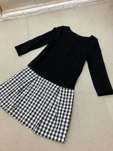 K11552) 프랑슈리페 블랙 도킹 원피스 깅엄 체크