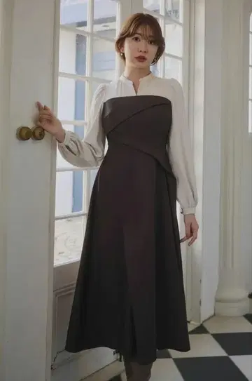 herlipto Bicolor Draped Dress