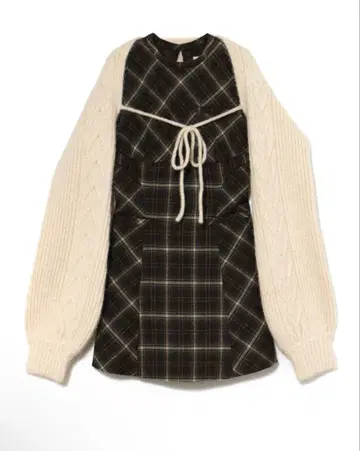 andmary Mimi check set mini dress brown