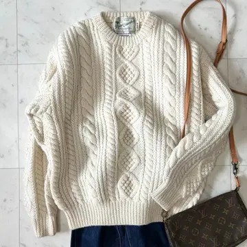 빈티지 니트 두꺼운 피셔맨 영국제 아란 니트