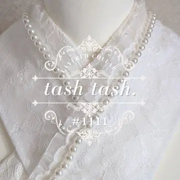 1111 겹카라 다테카라 화이트 플라워 러셀 레이스 프릴 펄 장식