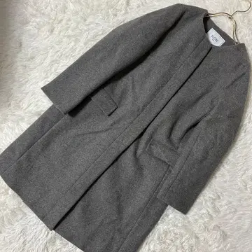 [양품] SLOBE 노카라 코트 그레이 36 깔끔한
