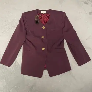 [ Blancheur ] 깃털 브로치 포함 노카라 자켓 (11) 퍼플