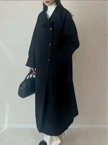 2way 니트 모사 스탠드 카라 롱 코트