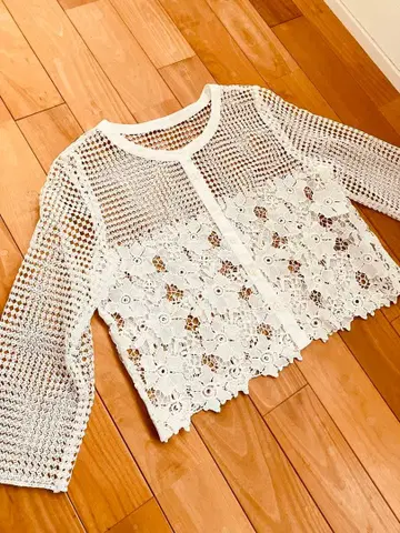 [고급!] 시스루 레이스 가디건 볼레로 화이트 새상품 미사용!