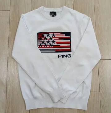 PING 골프웨어 크루넥 니트 화이트