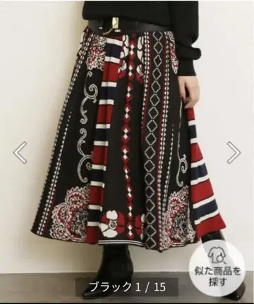 오샤레 워커 Plum Design 롱 자카드 니트 스커트