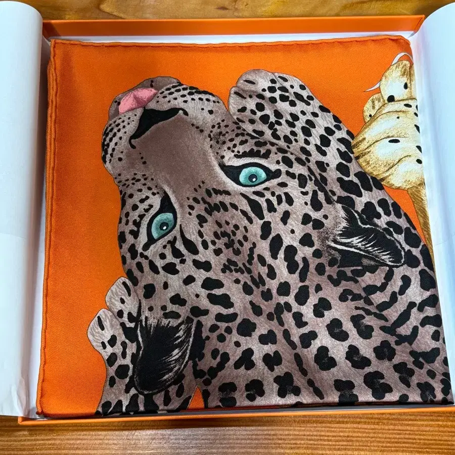 Hermes Lay Lazy Leopard Scarf 90