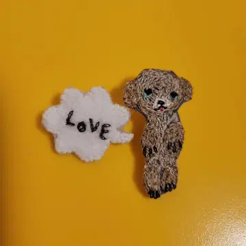 No.3 강아지&LOVE 자수 브로치