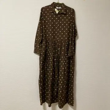 SOIL 브라운 도트 셔츠 원피스